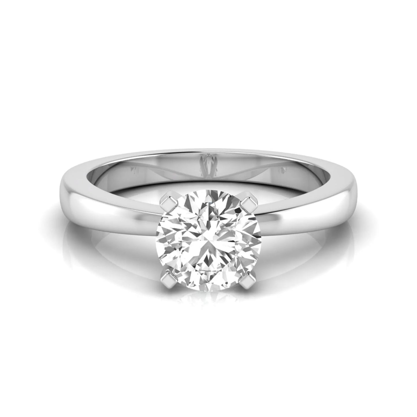 Classic round lab grown diamond solitaire engagement ring featuring a 0.68 carat IGI certified round cut diamond in a timeless four-prong white gold setting.