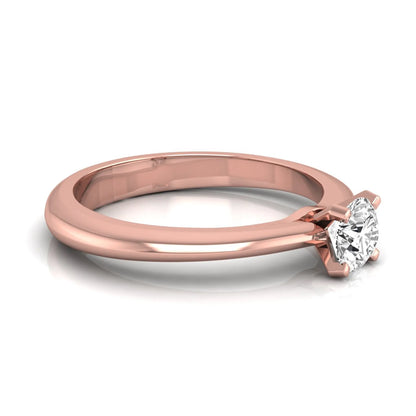 Classic round lab grown diamond solitaire engagement ring with a four-prong setting in rose gold.