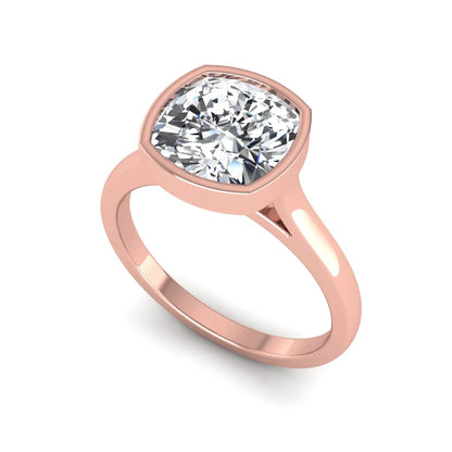 Cushion Bezel Set Lab Grown Diamond Solitaire Ring