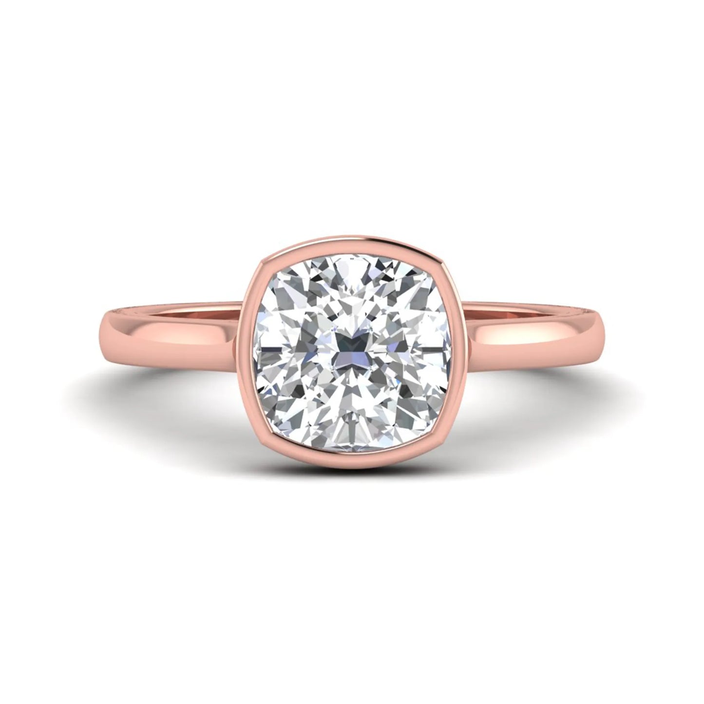 Cushion Bezel Set Lab Grown Diamond Solitaire Ring