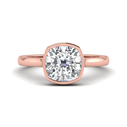 Cushion Bezel Set Lab Grown Diamond Solitaire Ring