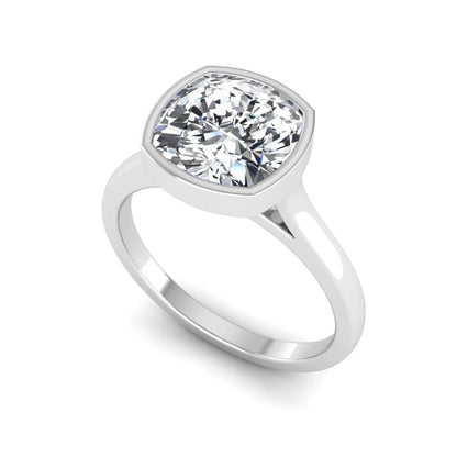 Cushion Bezel Set Lab Grown Diamond Solitaire Ring