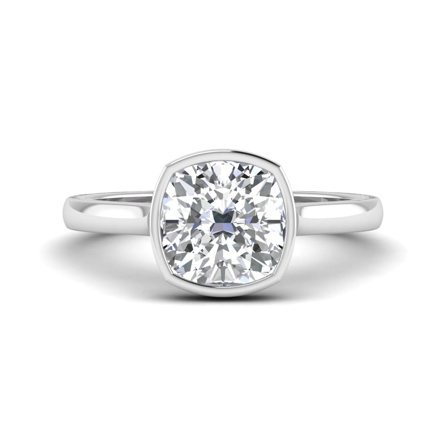 Cushion Bezel Set Lab Grown Diamond Solitaire Ring