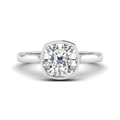 Cushion Bezel Set Lab Grown Diamond Solitaire Ring