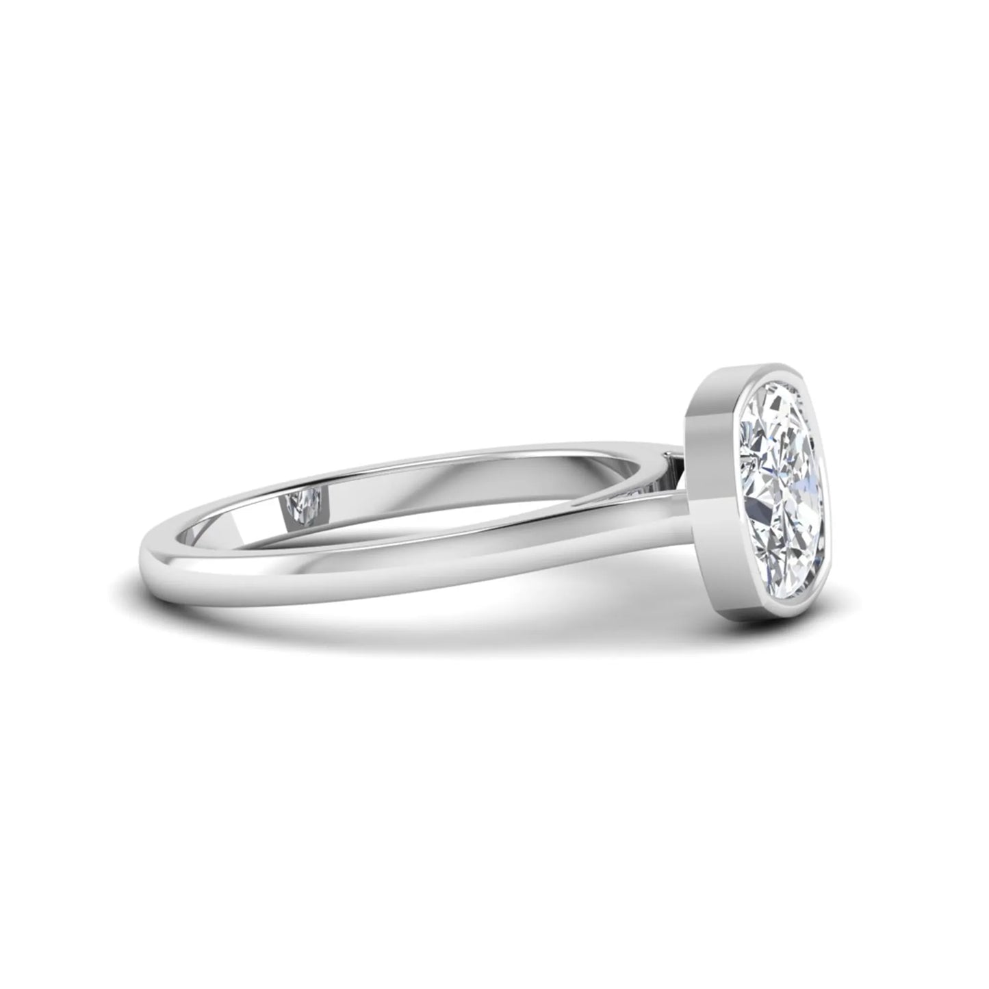 Cushion Bezel Set Lab Grown Diamond Solitaire Ring
