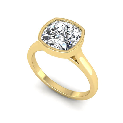 Cushion Bezel Set Lab Grown Diamond Solitaire Ring