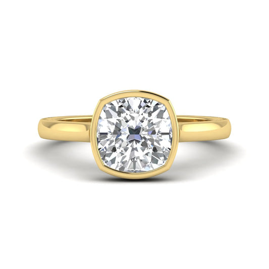 Cushion Bezel Set Lab Grown Diamond Solitaire Ring