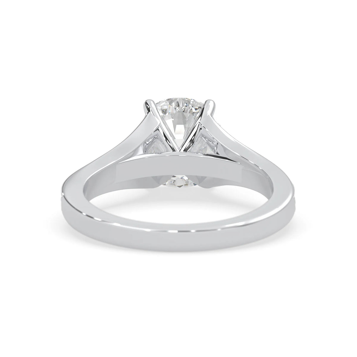 white gold lab grown Diamond ring on a white background