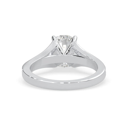 white gold lab grown Diamond ring on a white background