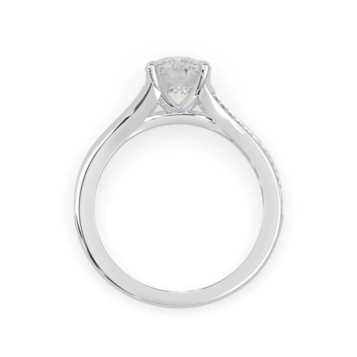 white gold lab grown Diamond ring on a white background