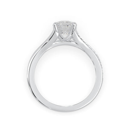 white gold lab grown Diamond ring on a white background