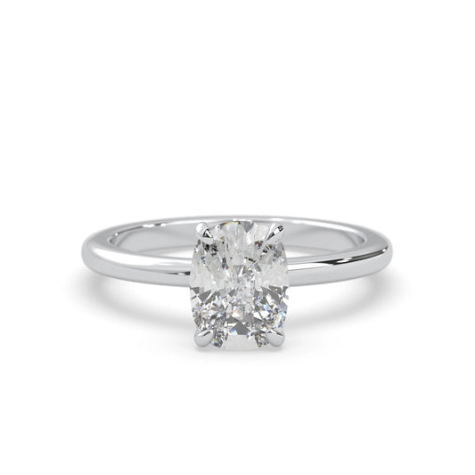 Cushion Cut Solitaire Lab Grown Diamond Engagement Ring