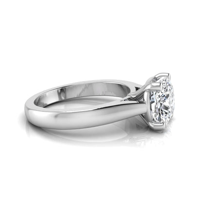IGI certified 2.04 carat cushion cut lab grown diamond solitaire engagement ring in a classic four-prong white gold setting.