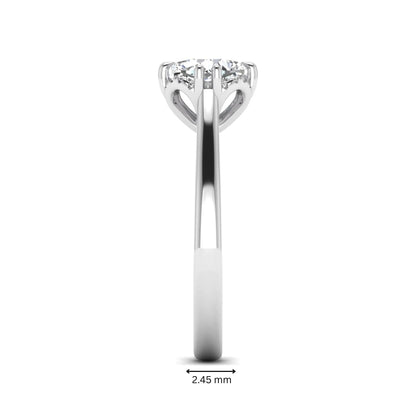 Cushion cut lab grown diamond solitaire engagement ring with double claw prongs, diamond-accented open cathedral gallery, and polished white gold band.