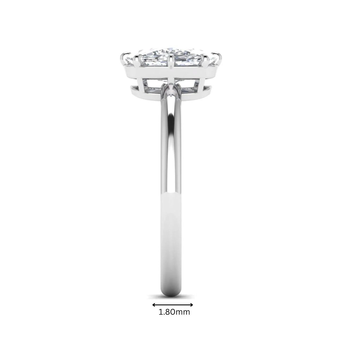 Cushion cut lab grown diamond solitaire engagement ring featuring an eight-prong setting with a polished white gold band.