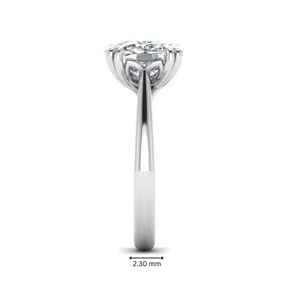 Cushion cut lab grown diamond solitaire engagement ring featuring a six-prong center diamond on a polished white gold band.
