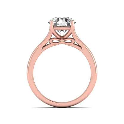 Cushion Solitaire Lab Grown Diamond Engagement Ring featuring a 7.50 mm cushion-cut center diamond in a four-prong cathedral solitaire setting in rose gold