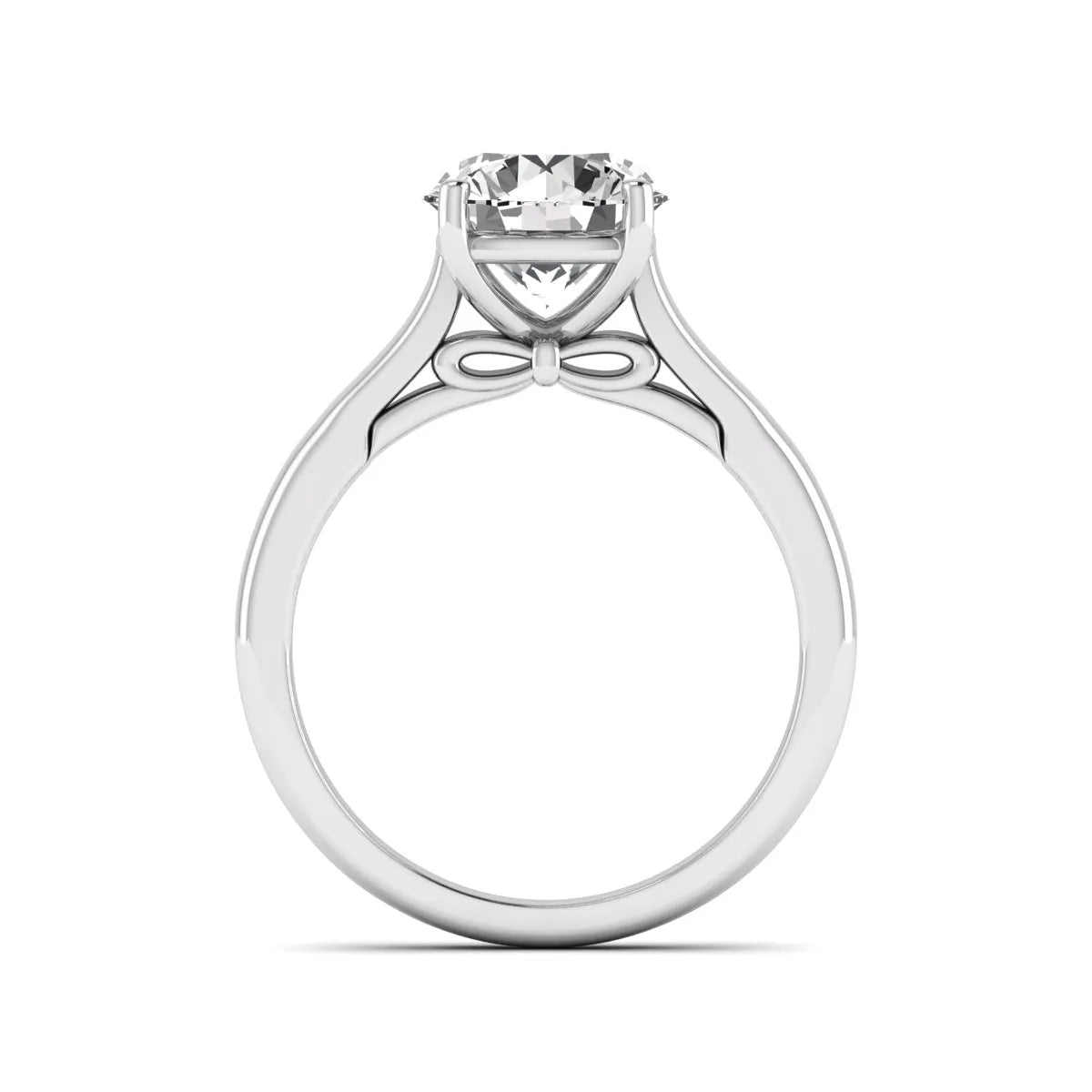 Cushion Solitaire Lab Grown Diamond Engagement Ring featuring a 7.50 mm cushion-cut center diamond in a four-prong cathedral solitaire setting in white gold