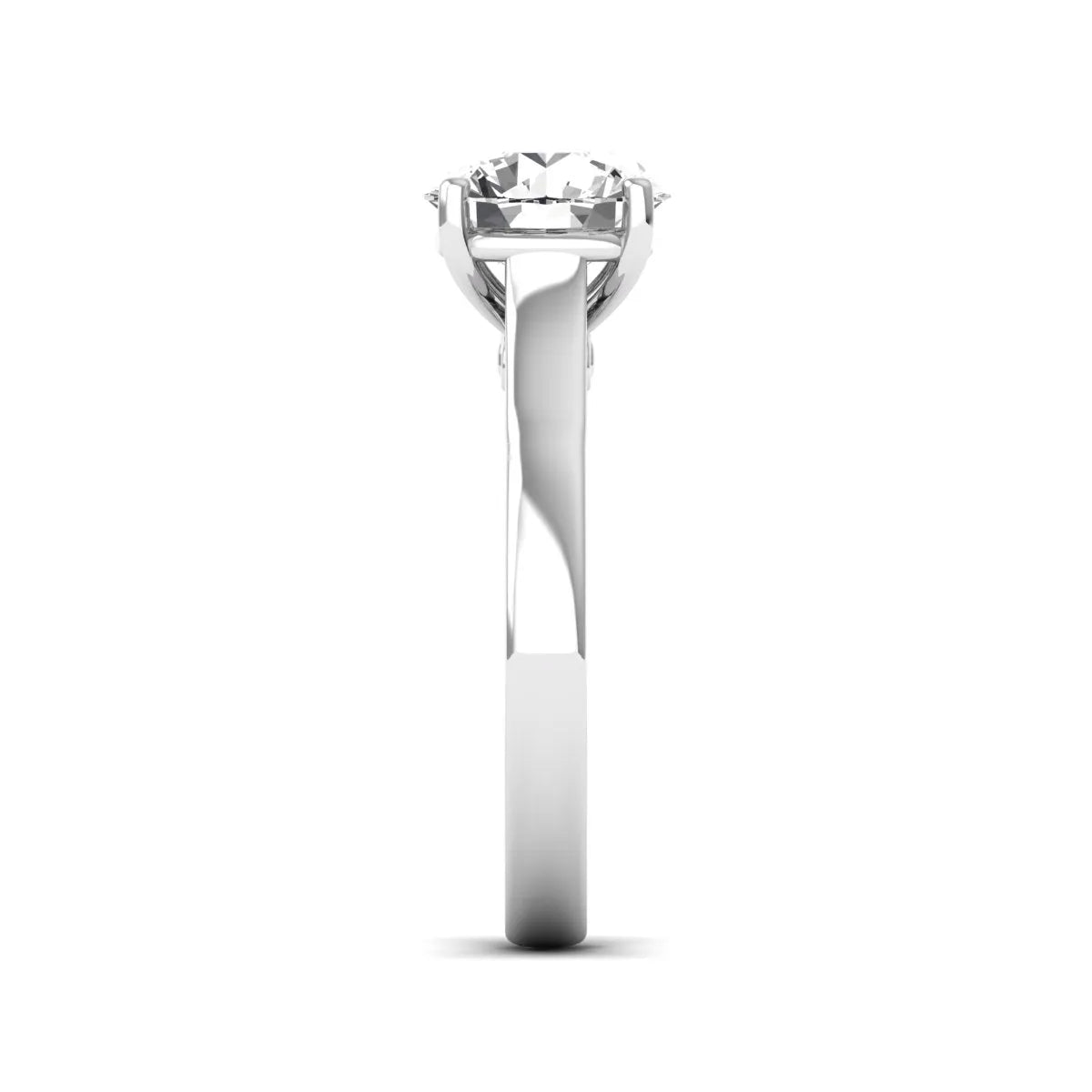 Cushion Solitaire Lab Grown Diamond Engagement Ring featuring a 7.50 mm cushion-cut center diamond in a four-prong cathedral solitaire setting in white gold