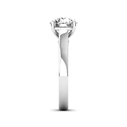 Cushion Solitaire Lab Grown Diamond Engagement Ring featuring a 7.50 mm cushion-cut center diamond in a four-prong cathedral solitaire setting in white gold
