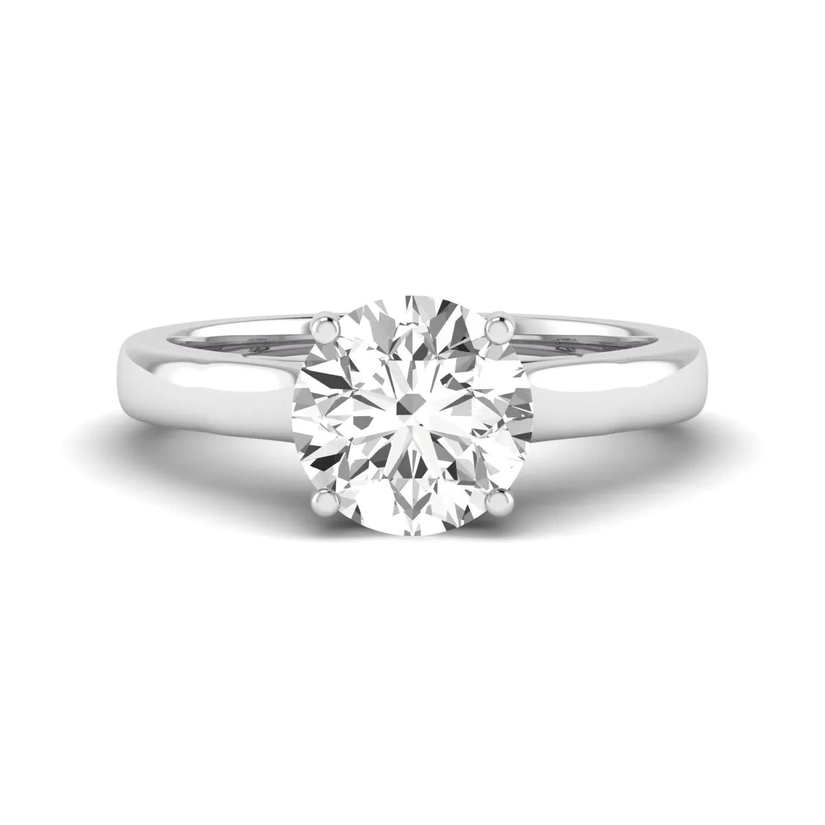 Cushion Solitaire Lab Grown Diamond Engagement Ring featuring a 7.50 mm cushion-cut center diamond in a four-prong cathedral solitaire setting in white gold