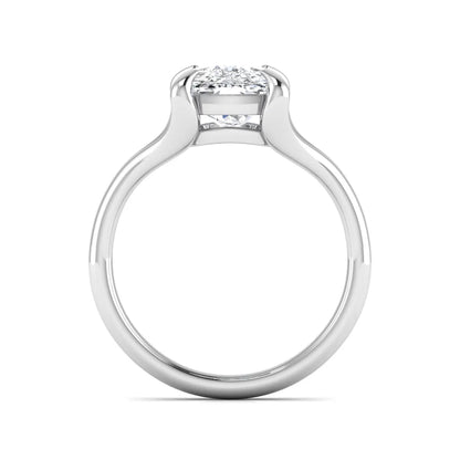 IGI Certified 2.97 carat cushion cut lab grown diamond split shank engagement ring with claw prong setting in white gold.