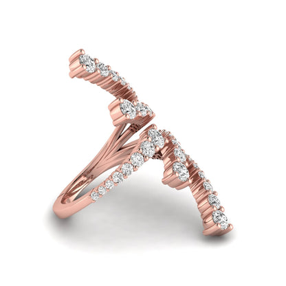 Diamond bypass cluster fashion ring featuring 1.98 carats of round lab grown diamonds in an open multi-row pavé bypass design with a polished rose gold band.