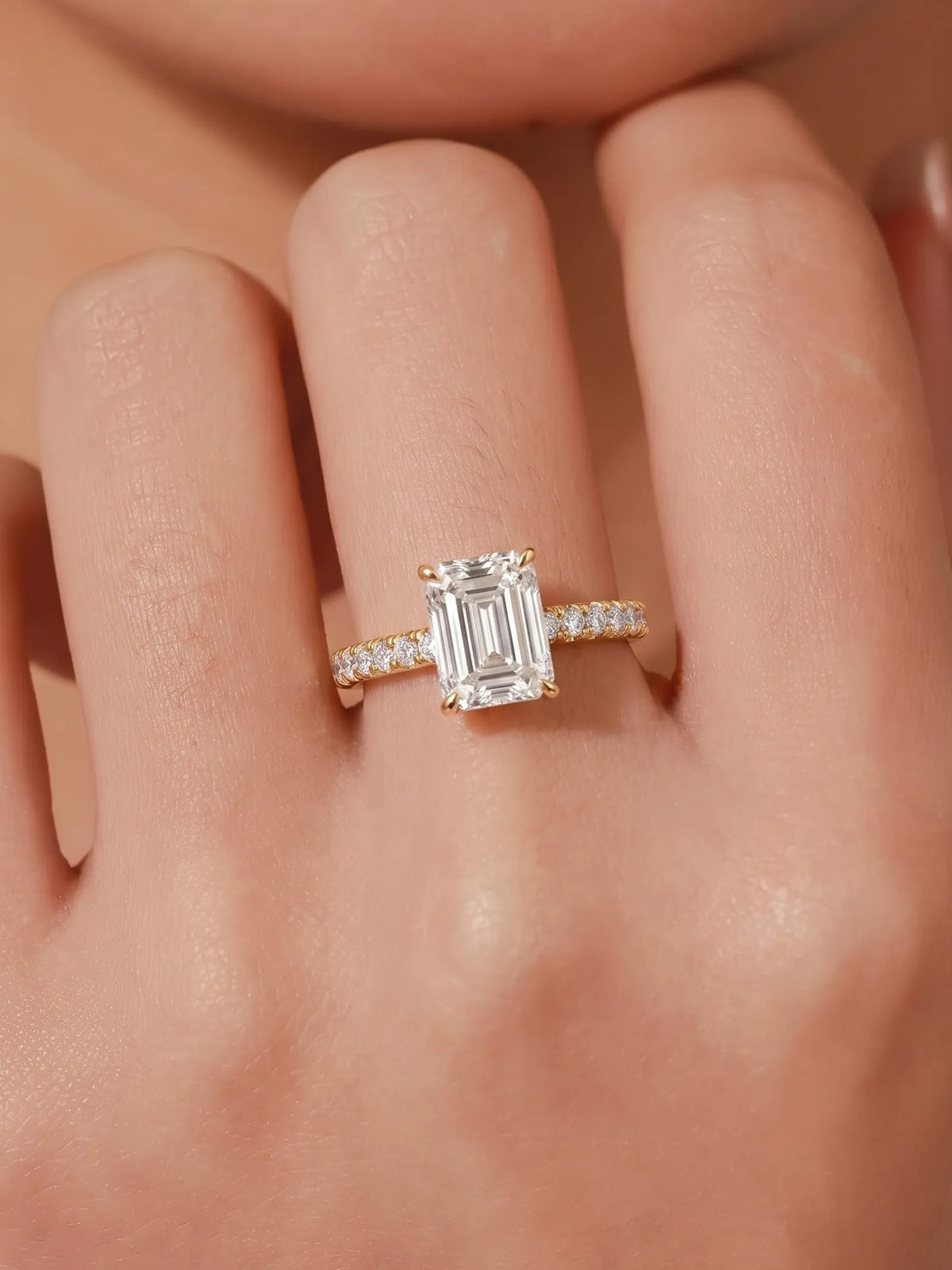 2.5 Carat Emerald Pavé Lab Grown Diamond Engagement Ring