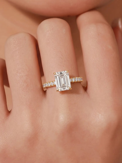 2.5 Carat Emerald Pavé Lab Grown Diamond Engagement Ring
