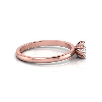 East-west marquise cut lab grown diamond solitaire engagement ring with a six-prong setting in rose gold style.