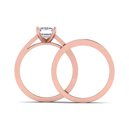 Emerald Cut Four Prong Lab Grown Diamond Bridal Ring Set