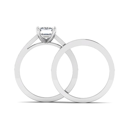 Emerald Cut Four Prong Lab Grown Diamond Bridal Ring Set