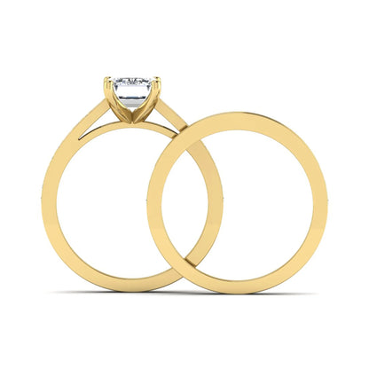 Emerald Cut Four Prong Lab Grown Diamond Bridal Ring Set