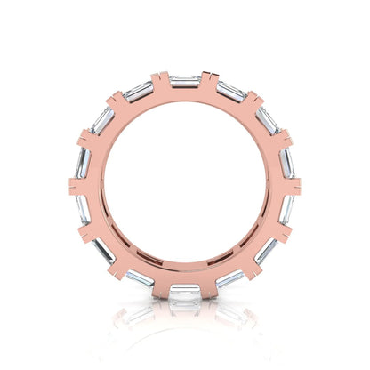 Emerald cut lab grown diamond full eternity band ring in rose gold