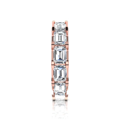 Emerald cut lab grown diamond full eternity band ring in rose gold