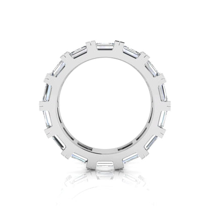 Emerald cut lab grown diamond full eternity band ring in white gold