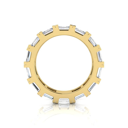 Emerald cut lab grown diamond full eternity band ring in yellow gold