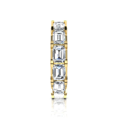 Emerald cut lab grown diamond full eternity band ring in yellow gold