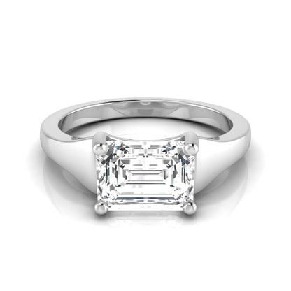 Emerald cut lab grown diamond solitaire engagement ring featuring a 1.74 carat IGI certified emerald diamond in a classic four-prong white gold setting.