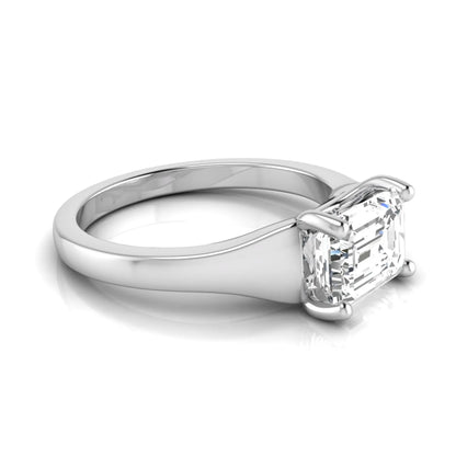 Emerald cut lab grown diamond solitaire engagement ring featuring a 1.74 carat IGI certified emerald diamond in a classic four-prong white gold setting.