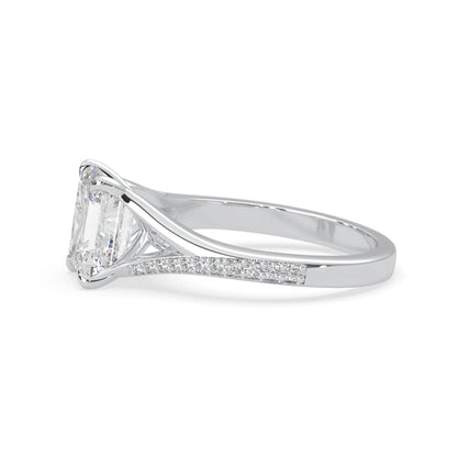 white gold Diamond ring with a white lab grow diamond on a white background