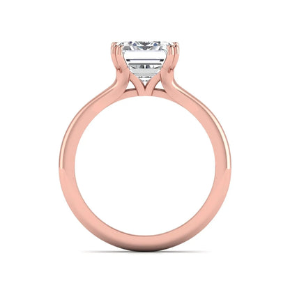 Emerald Cut Lab Grown Diamond Solitaire Engagement Ring featuring an IGI certified emerald cut center diamond in a four-prong setting with a rose gold tone band.