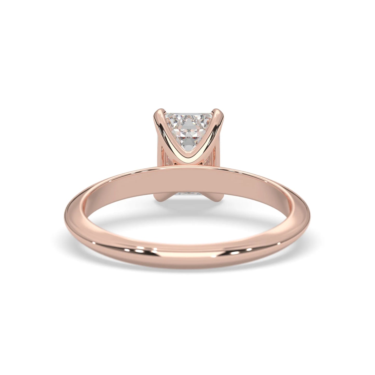 Rose-gold ring with a diamond on a white background