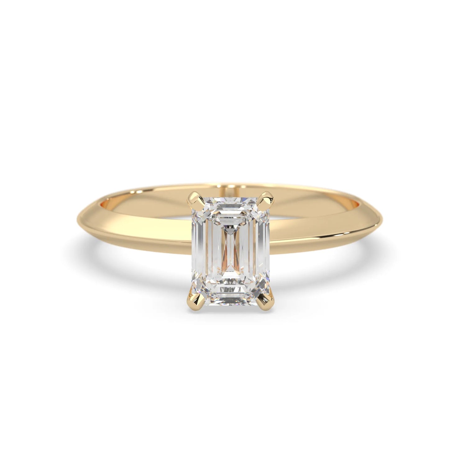 yellow-Gold ring with a rectangular diamond on a white background