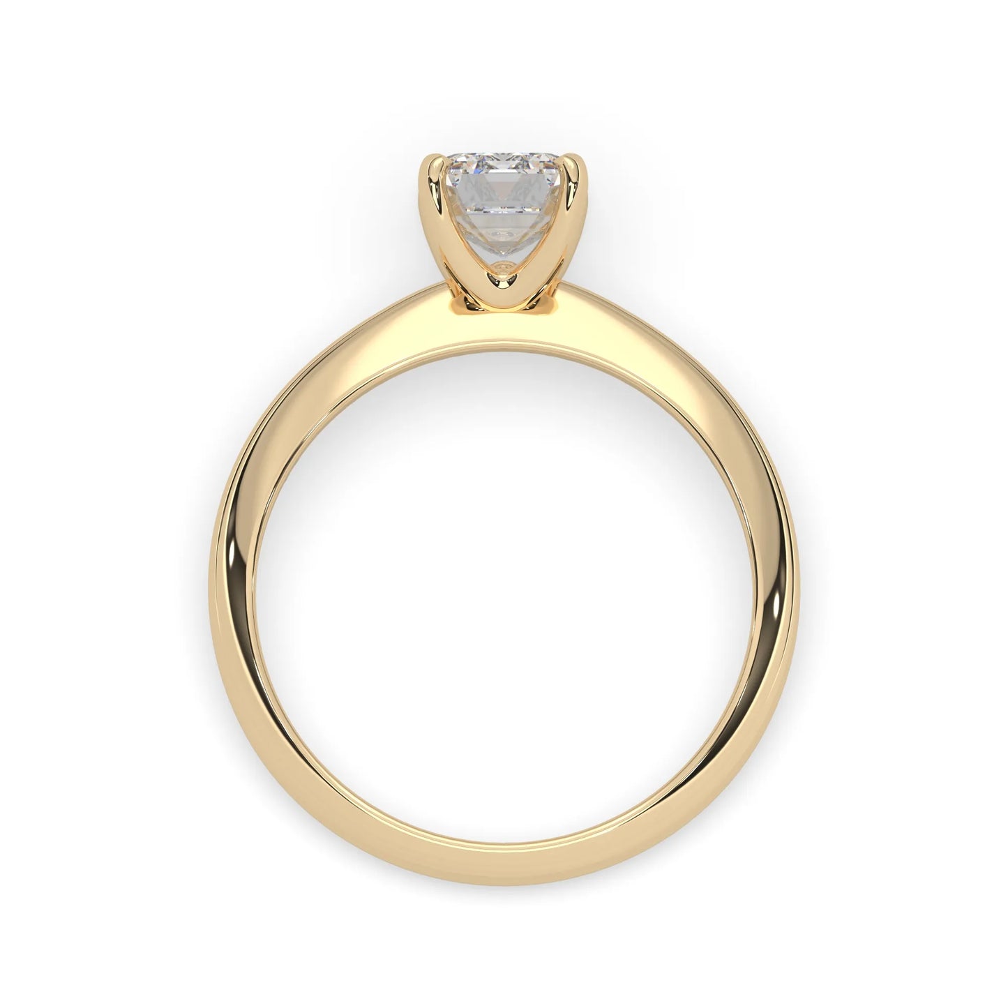 yellow-Gold ring with a diamond on a white background