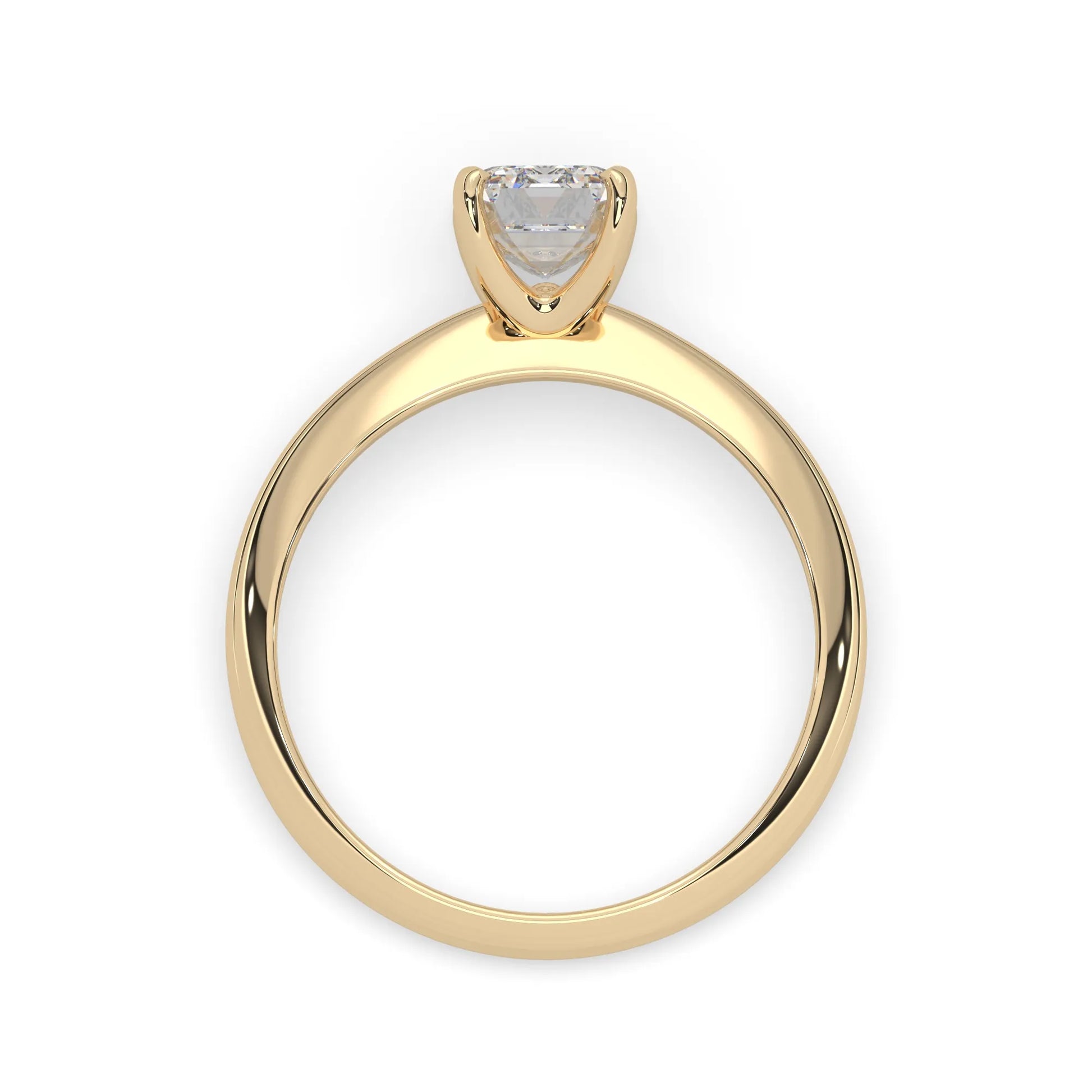 yellow-Gold ring with a diamond on a white background