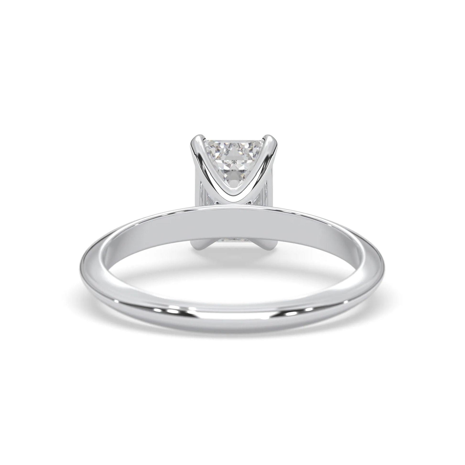white-gold ring with a diamond on a white background