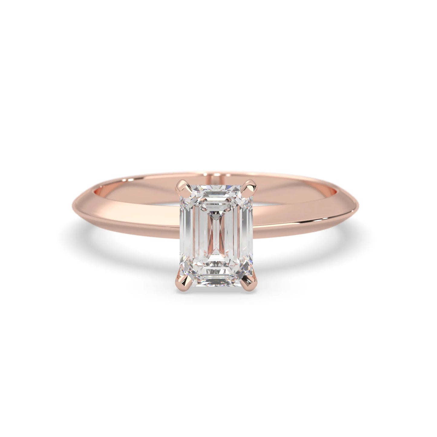 Rose-gold ring with a diamond on a white background