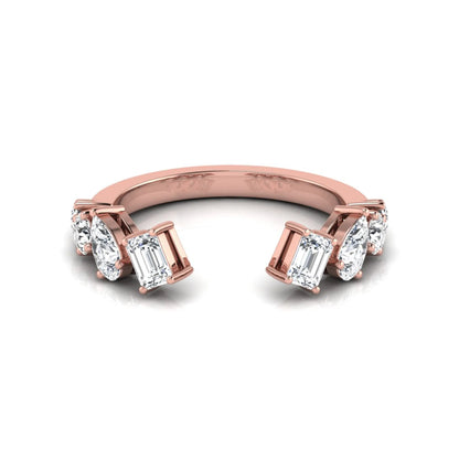 rose gold Discover an Emerald & Pear Lab Grown Diamond Open Cuff Ring featuring mixed diamond shapes and modern luxury styling for every occasion.