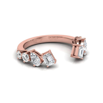 rose gold Discover an Emerald & Pear Lab Grown Diamond Open Cuff Ring featuring mixed diamond shapes and modern luxury styling for every occasion.